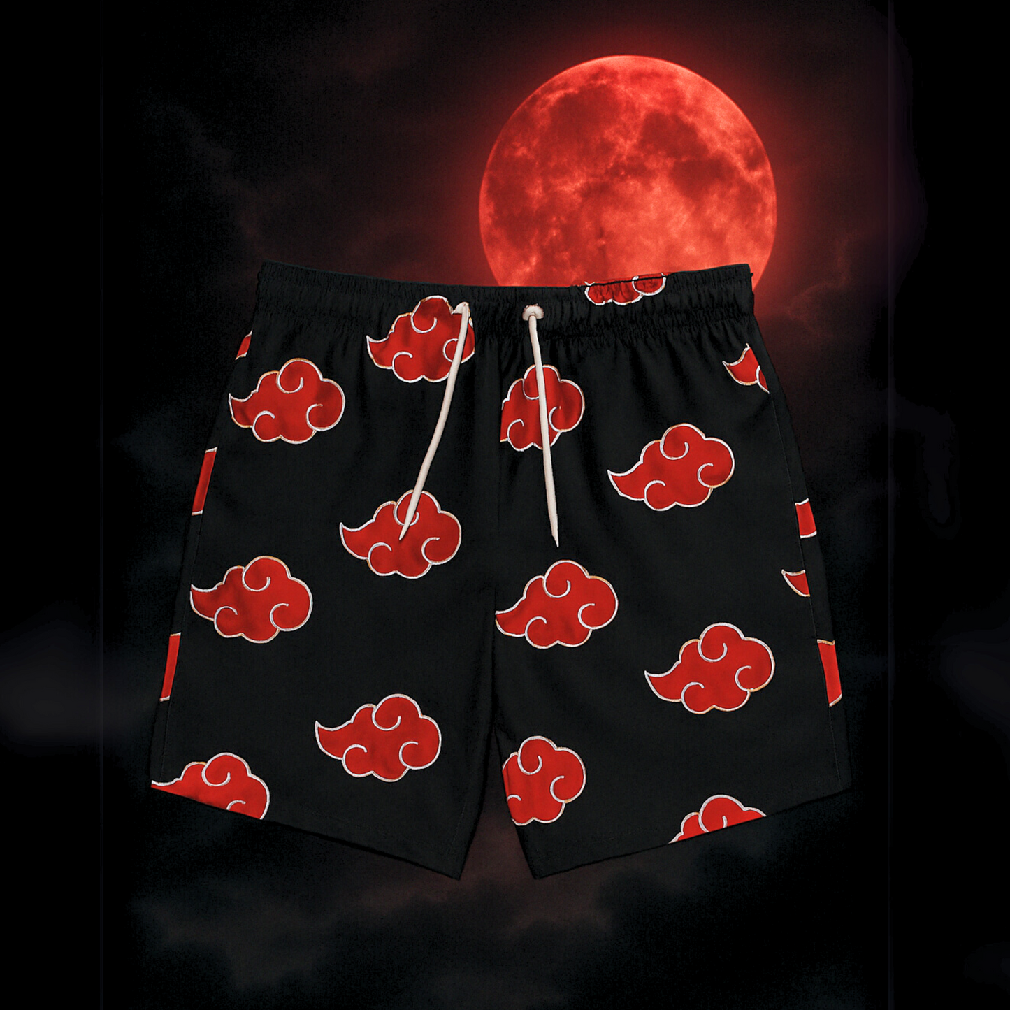 Anime-Inspired Cloud Print Swim Trunks for Beach Days
