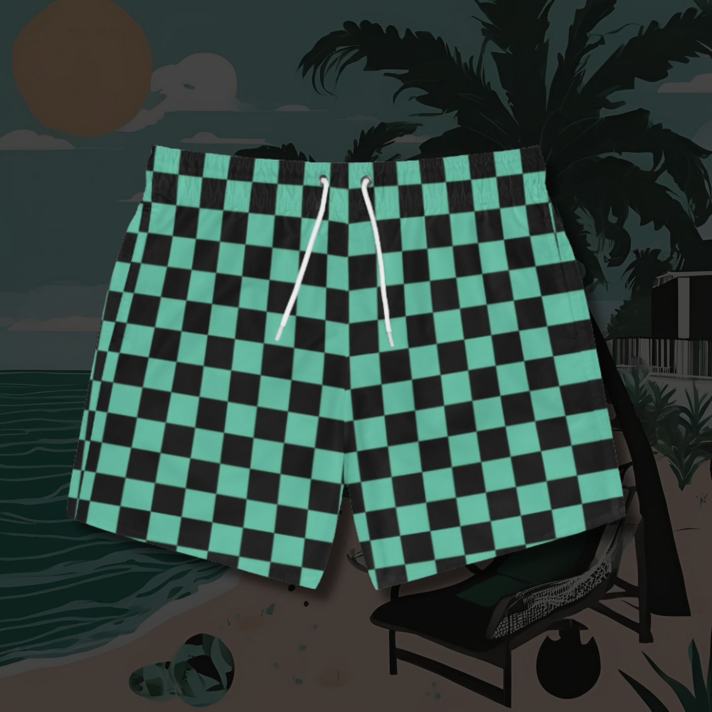 Demon Slayer Checkered Swim Shorts