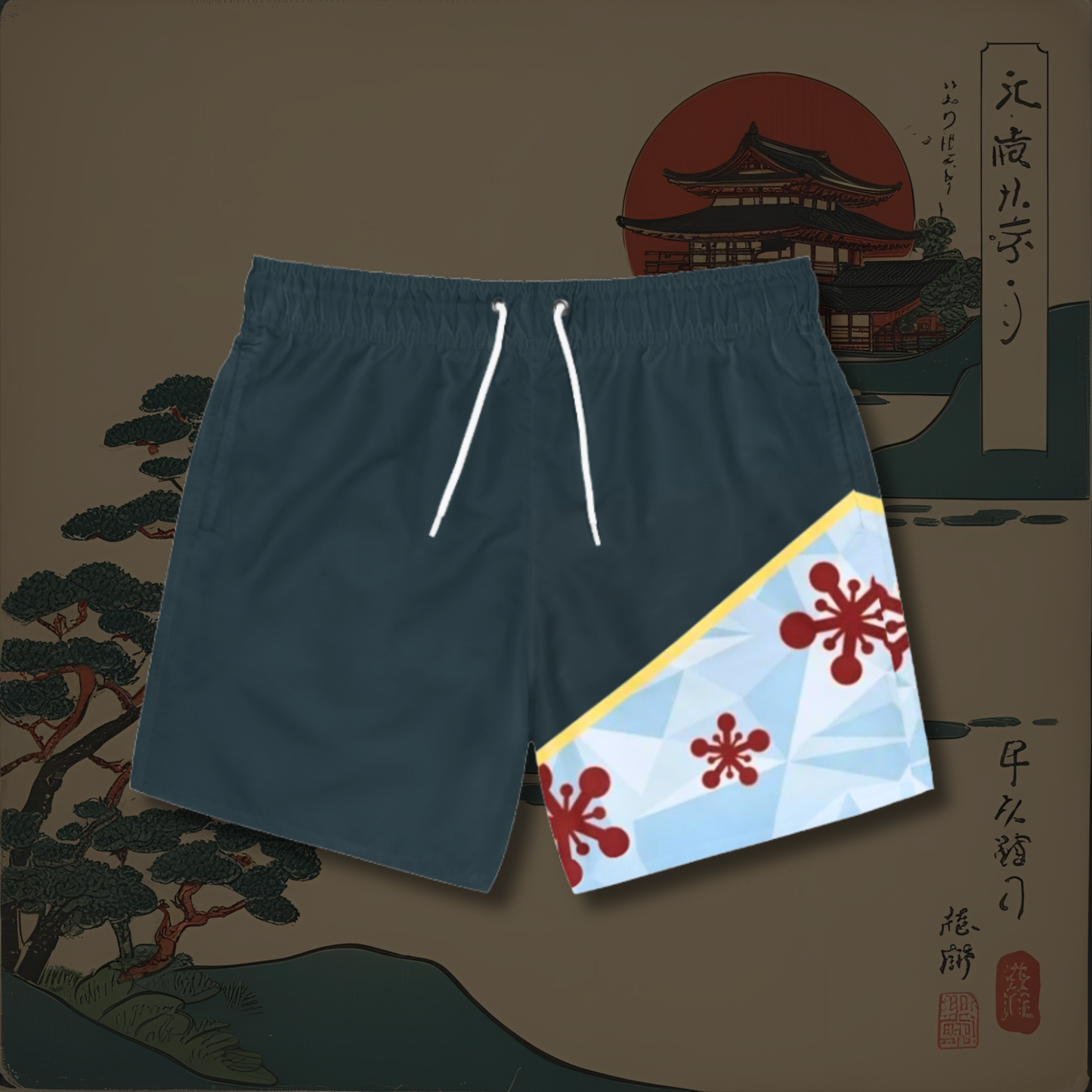 Hashira Heat: Tengen-Inspired Swim Shorts